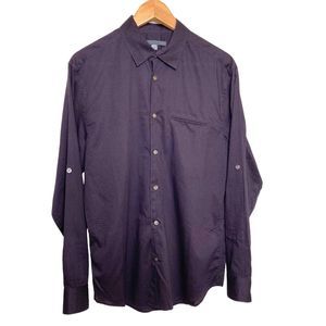 John Varvatos Men’s Button Up Geo Shirt Rolled Tab Long Sleeves Size Small